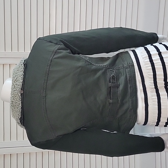 Marrakech Anthropologie Sherpa Womans Moto Jacket Sz XS Green - Picture 9 of 11